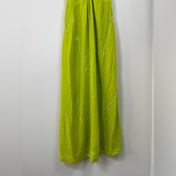 Iland Planet Miami Beach Elegant Green Embroidered Dress Straps Beach Size S/M? - Picture 3 of 16